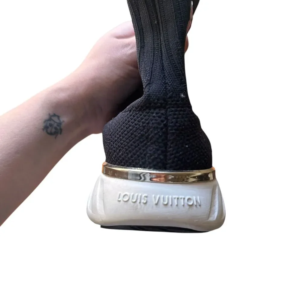 LOUIS VUITTON Black‎ Heart Sock Sneakers w Box 39 - Picture 5 of 6